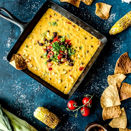 Spicy Queso with Roasted Corn