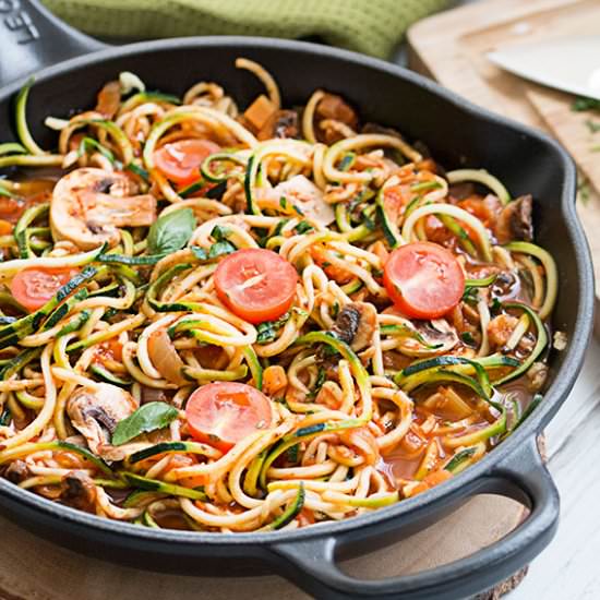 Zucchini Noodles With Tomato Sauce