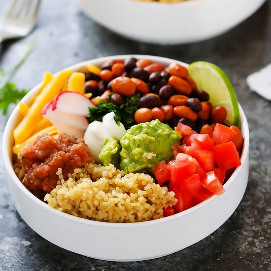 Quinoa Taco Bowls with Guacamole