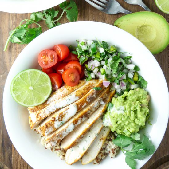 Chicken Quinoa Burrito Bowls