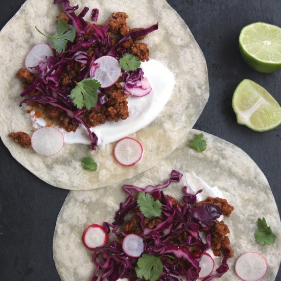 Pork Tacos with Lime Crema