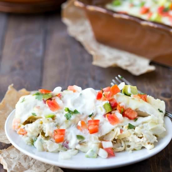 Salsa Verde Chicken Enchiladas