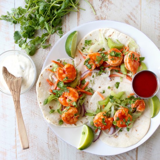 Buffalo Shrimp Tacos