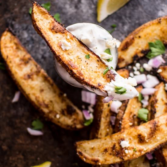 Greek Loaded Baked Potato Wedges