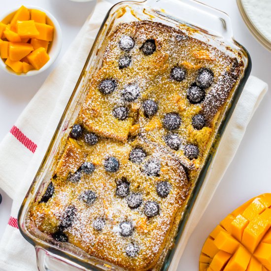 Mango Blueberry Bread Pudding