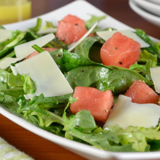 Watermelon, Arugula, and Spinach Salad