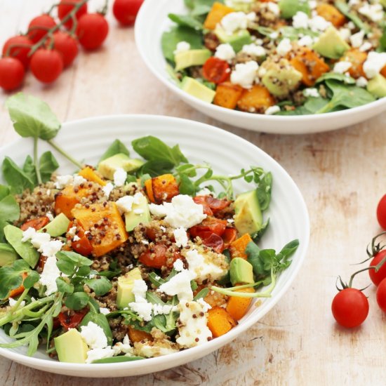 Squash Quinoa Avocado & Feta Salad