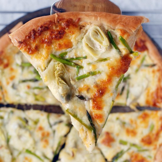 Asparagus Artichoke White Pizza