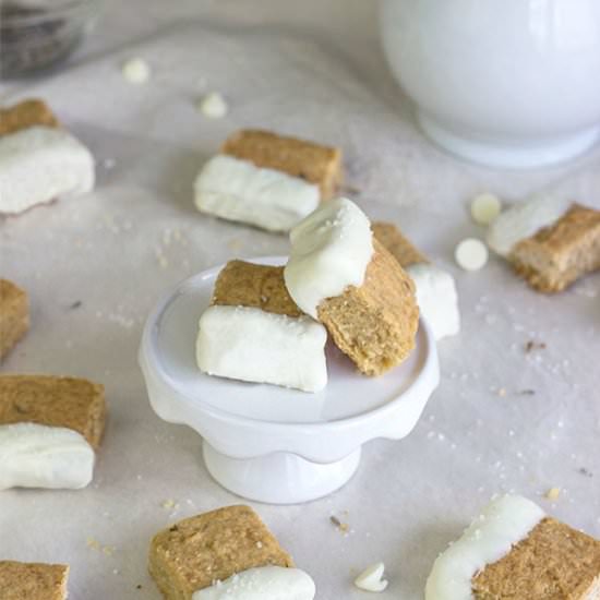 White Choc Lavender Shortbread Bars