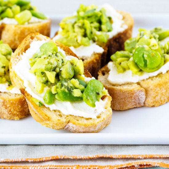 Fava Bean and Ricotta Crostini