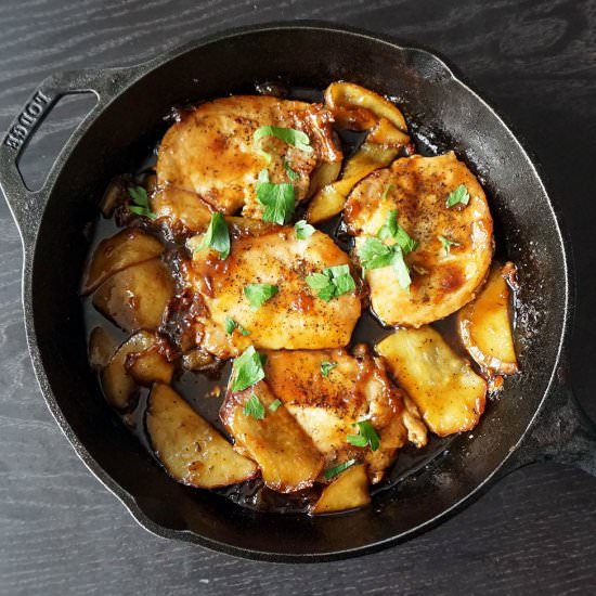 One pan apricot rosemary pork chops