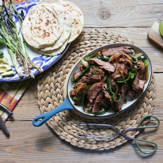 Grilled Michelada Skirt Steak Fajitas