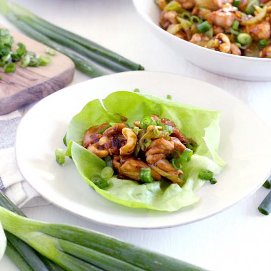 Chicken and Cashew Lettuce Wraps