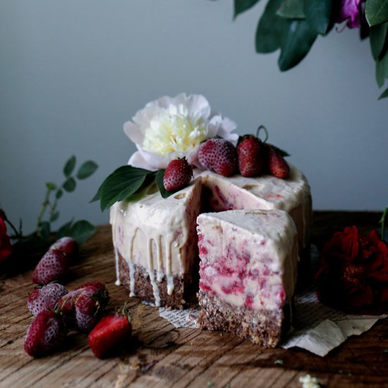 Strawberry Vanilla Coconut Ice Cream Cake