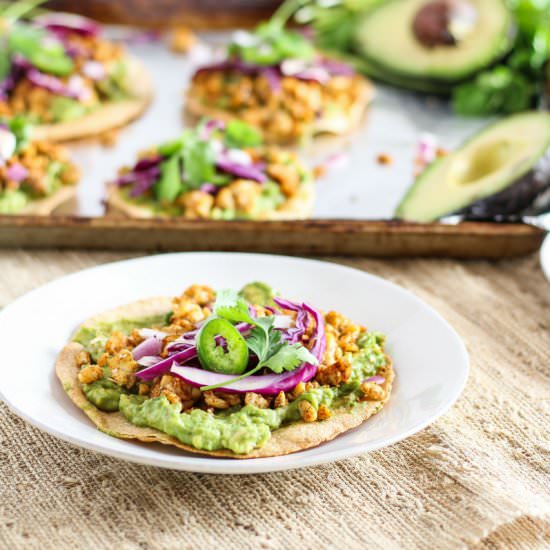 Easy Baked Avocado Tempeh Tostadas