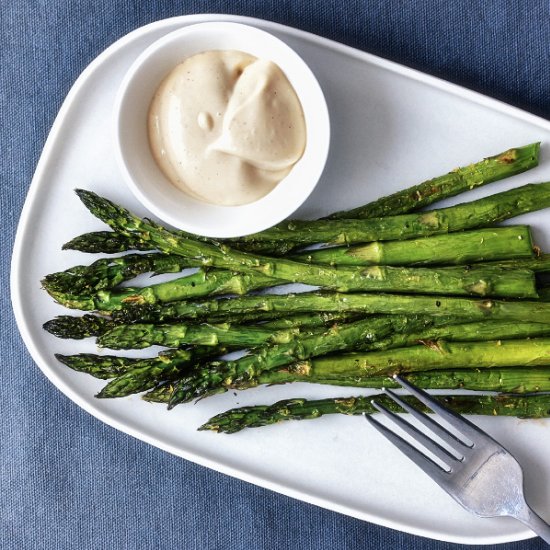 Roasted Asparagus and Caesar Sauce