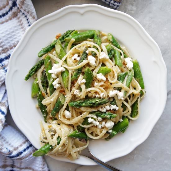 Lemon Feta Asparagus Linguine