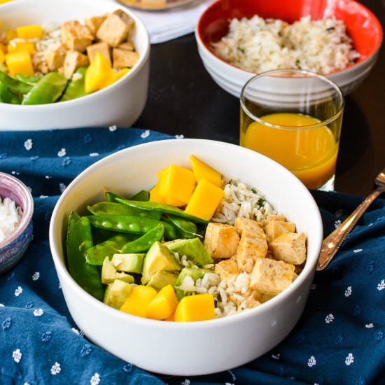 Mango Glazed Tofu with Coconut Rice