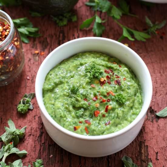 Avocado Chimichurri Chip Dip