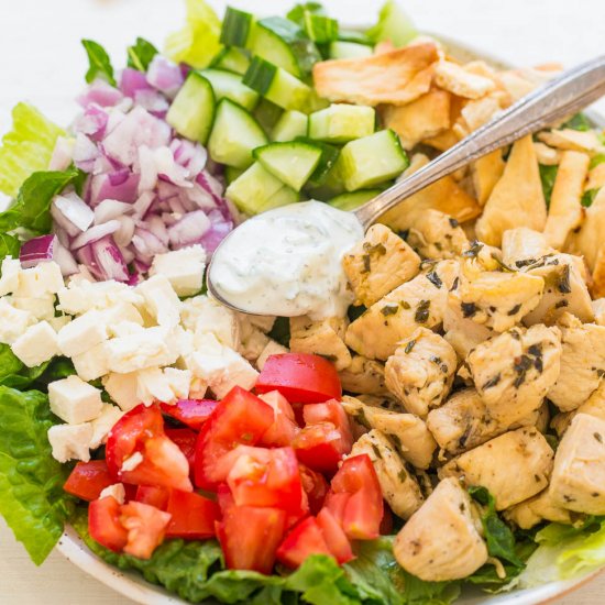 Chicken Gyro Salad + Tzatziki Sauce