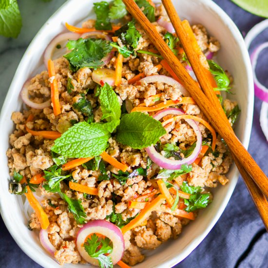 Thai Minced Pork over Rice Noodle