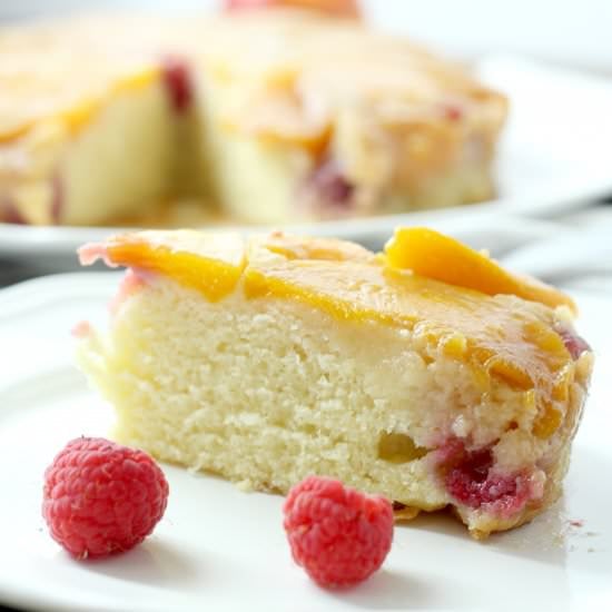 Peach Raspberry Upside Down Cake