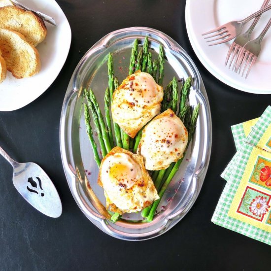 Smoked Eggs Over Asparagus