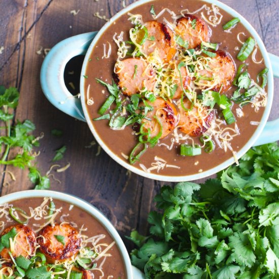 Smokey Black Bean Soup with Sausage