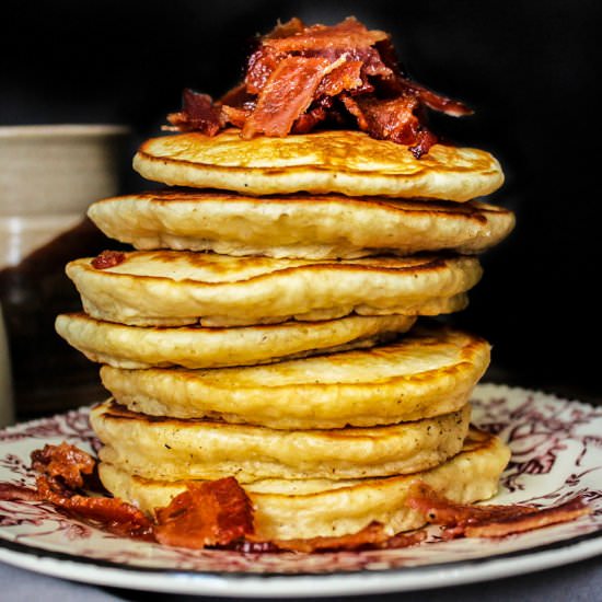 Lemon Pancakes + Candied Bacon