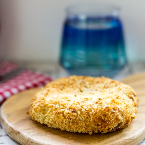 Panko-Crusted Potato & Onion Cake