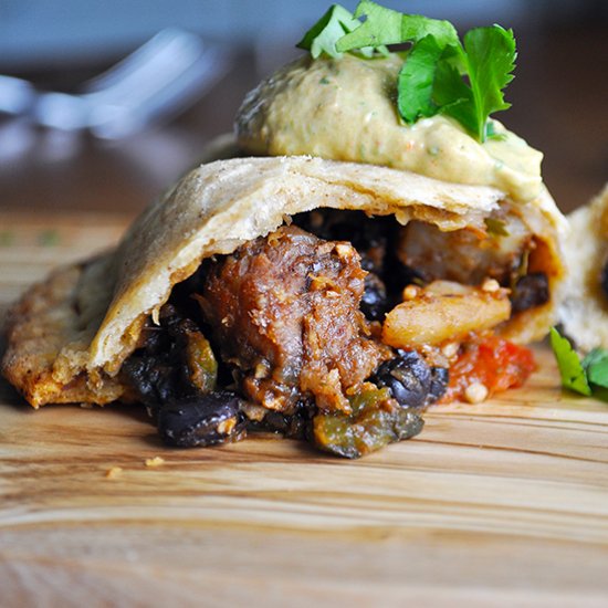 Chorizo Empanadas w/ Avocado Cream