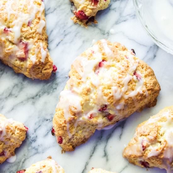 Strawberry Scones + Rosewater Glaze