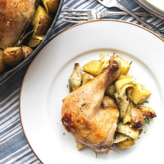 Roasted Chicken with Artichokes