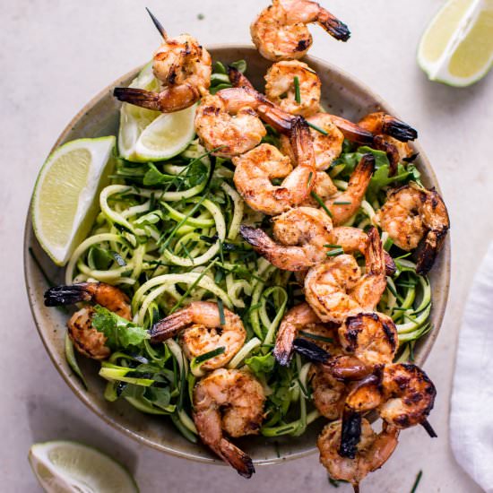 Grilled Chili Lime Shrimp Zoodles