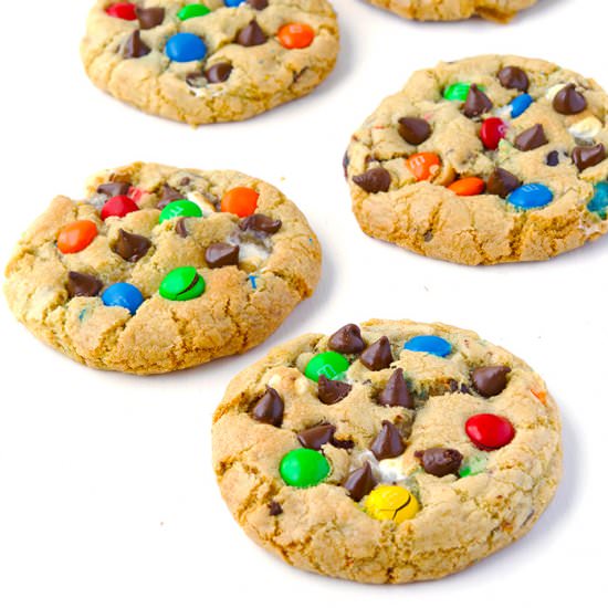 Mega M&M Chocolate Chip Cookies