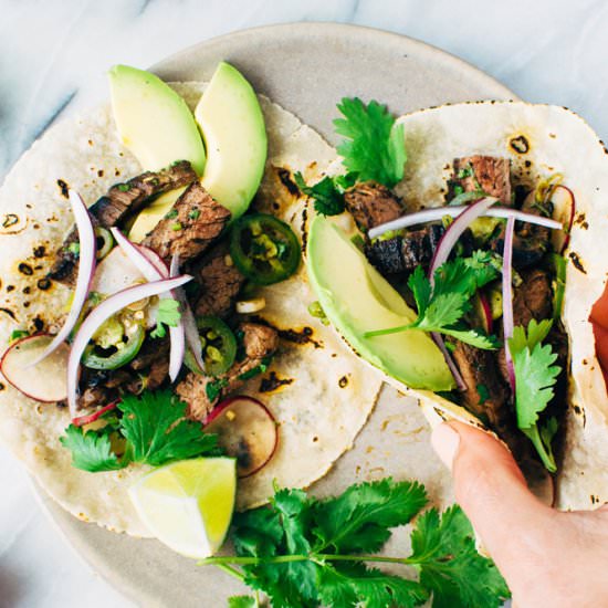 Spicy Thai Marinated Steak Tacos