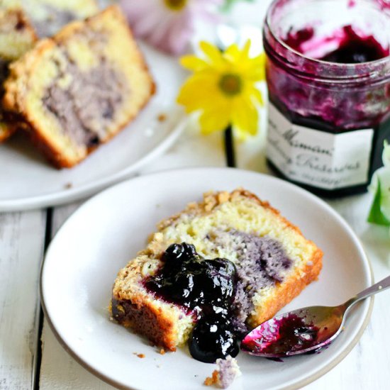 Lemony Blueberry Swirl Loaf Cake