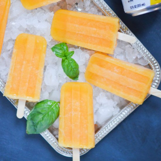 Boozy Limonata Peach-Basil Popsicle