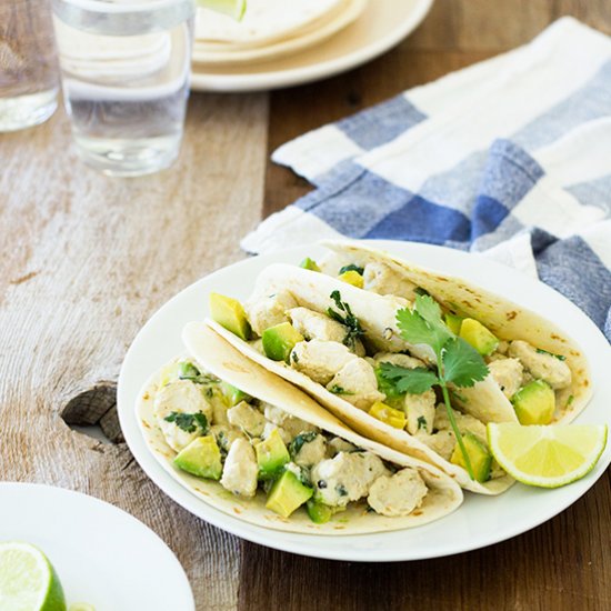 Creamy Salsa Verde Chicken Tacos