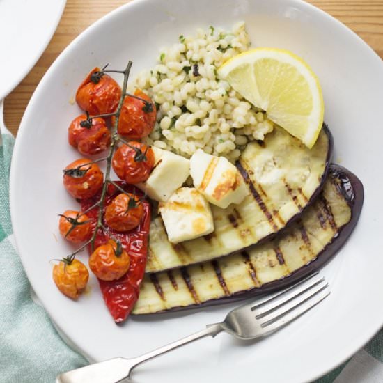 Griddled Halloumi with Herby Barley