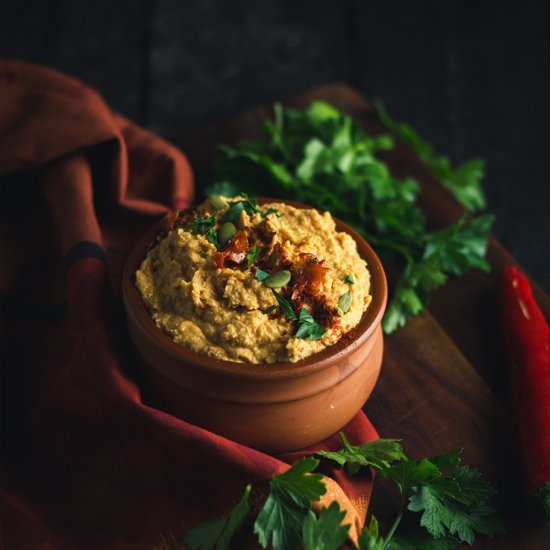 Harissa and Sun-dried Tomato Hummus