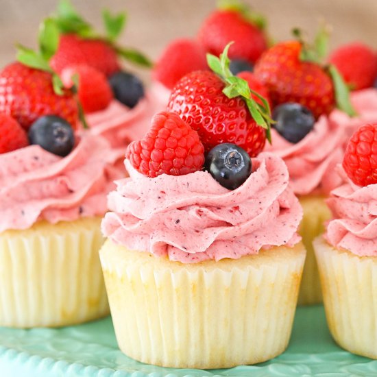 Berries and Cream Cupcakes