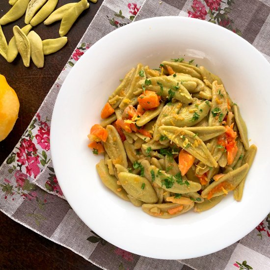 Olive Leaf Shaped Pasta with Salmon