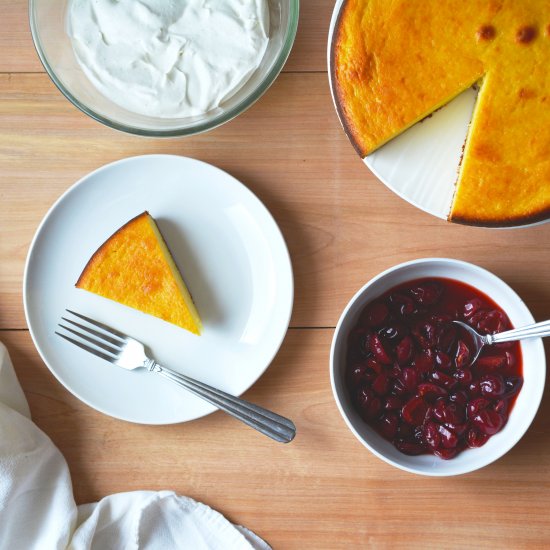 Ricotta Cake with Cherry Compote