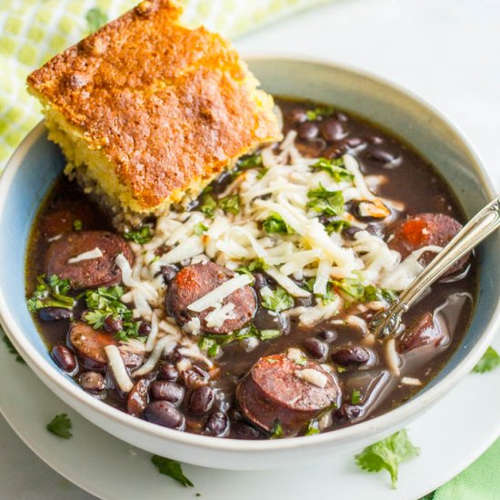 Slow cooker black bean chorizo soup