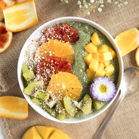 Matcha Chia Pudding Fruit Bowl