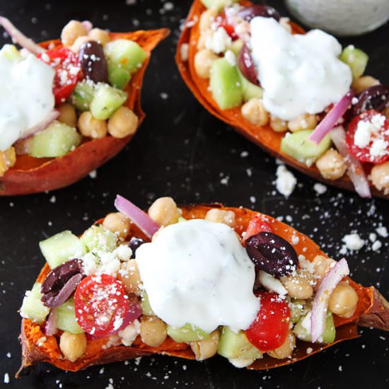 Greek Stuffed Sweet Potatoes