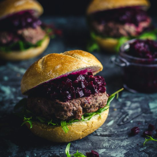 Kangaroo Burgers & Beetroot Relish