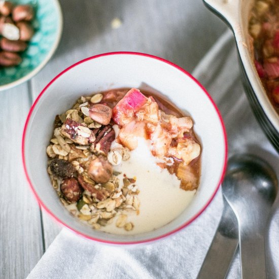 Roasted Rhubarb with Custard