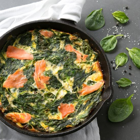 Crustless Salmon and Spinach Quiche